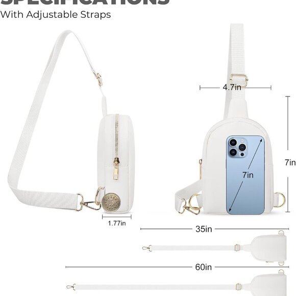 Sling Bag Crossbody Bag For Women and Men Small Leather Cross Body bag with Ajus - Picture 2 of 6